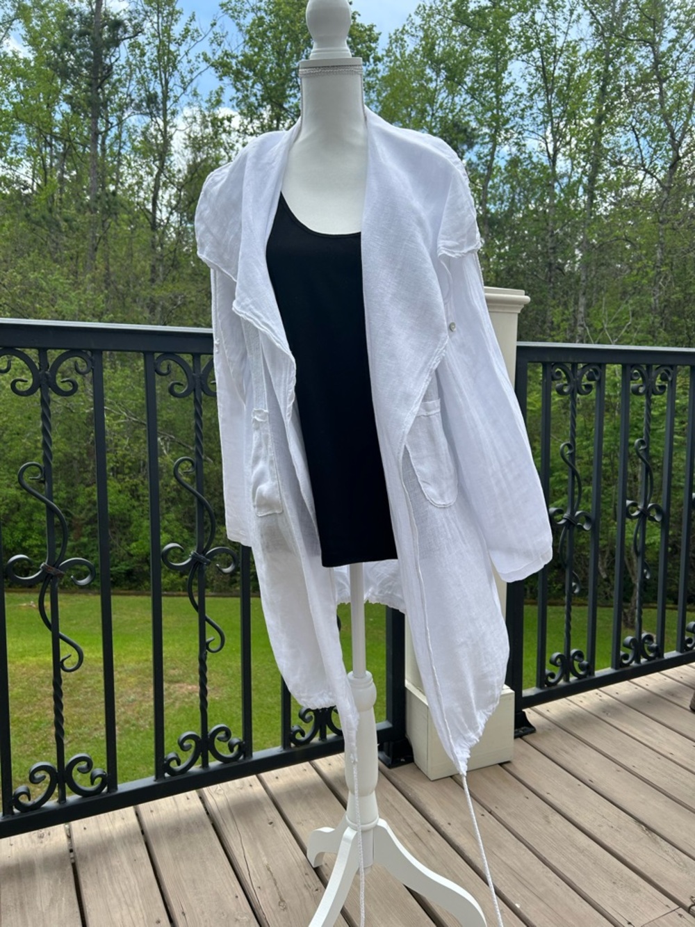 White Women's Lightweight Trench Coat - Brand Not Visible